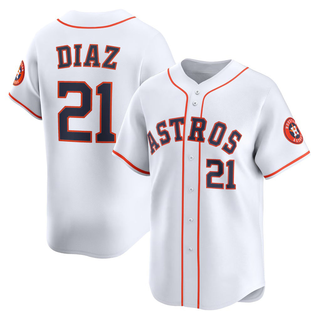 Houston Astros #21 Yainer Diaz White Jereymy Home Limited Player Jersey