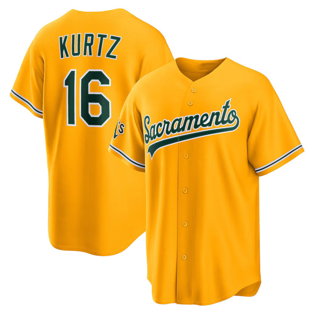 Oakland Athletics #16 Nick Kurtz Gold Jereymy Alternate Stadium Jersey