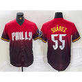 Philadelphia Phillies #55 Ranger Suarez Red Jereymy 2024 City Player Number Cool Base Jersey 2