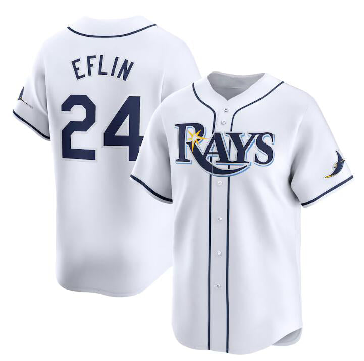 Tampa Bay Rays #24 Zach Eflin White Jereymy Home Limited Stitched Jersey