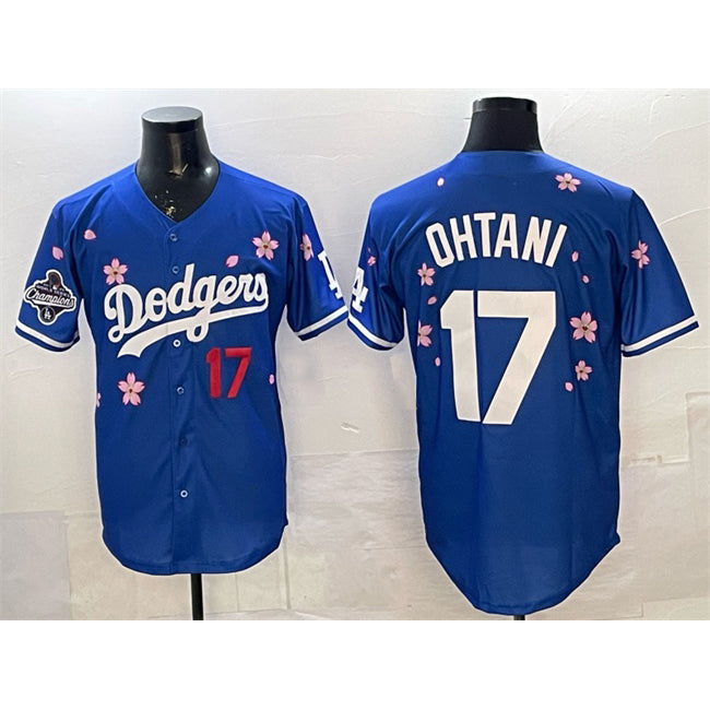 Los Angeles Dodgers #17 Shohei Ohtani Royal Jereymy 2025 World Series Champions Patch Tokyo Series Limited Stitched Jersey