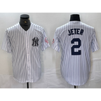 New York Yankees #2 Derek Jeter Name White Jereymy With Patch 2024 Cool Base Stitched Jersey