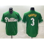 Philadelphia Phillies #3 Bryce Harper Green Jereymy 2024 City Connect Stitched Jersey