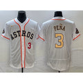 Houston Astros #3 Jeremy Pena Number 2023 White Gold Jereymy World Serise Champions Patch Flex Base Stitched Jersey