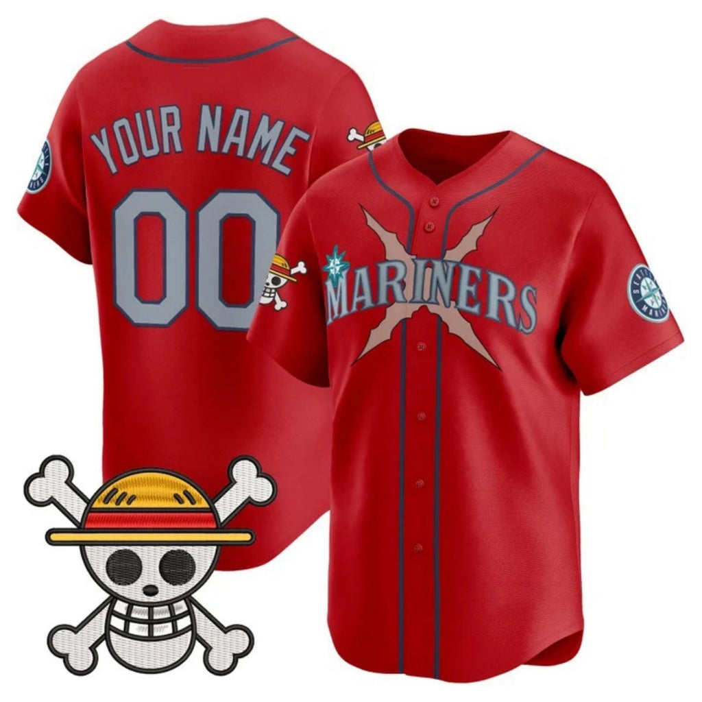 Custom Seattle Mariners x One Piece Red Jereymy Vapor Premier Limited Jersey - Stitched