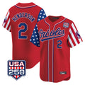 Baltimore Orioles #2 Gunnar Henderson Player Red Jereymy USA 250 Independence Day Vapor Premier Limited Home Game Stitched Jerseys
