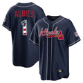 Atlanta Braves #1 Ozzie Albies Player Navy Jereymy USA 250 Fourth Of July Limited Home Game Stitched Jerseys
