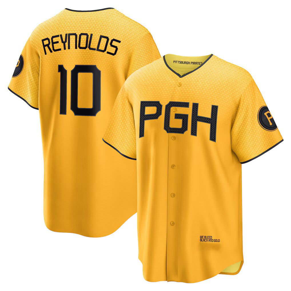 Pittsburgh Pirates #10 Bryan Reynolds Gold Jereymy City Connect Replica Player Jersey