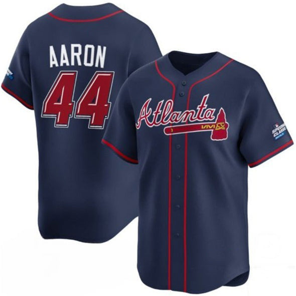 Atlanta Braves #44 Hank Aaron Navy Jereymy 2025 Speedway Classic Alternate Limited Stitched Jersey