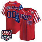 Custom Tampa Bay Rays America 250 Edition Vapor Premier Limited Red Jereymy Stitched Jerseys