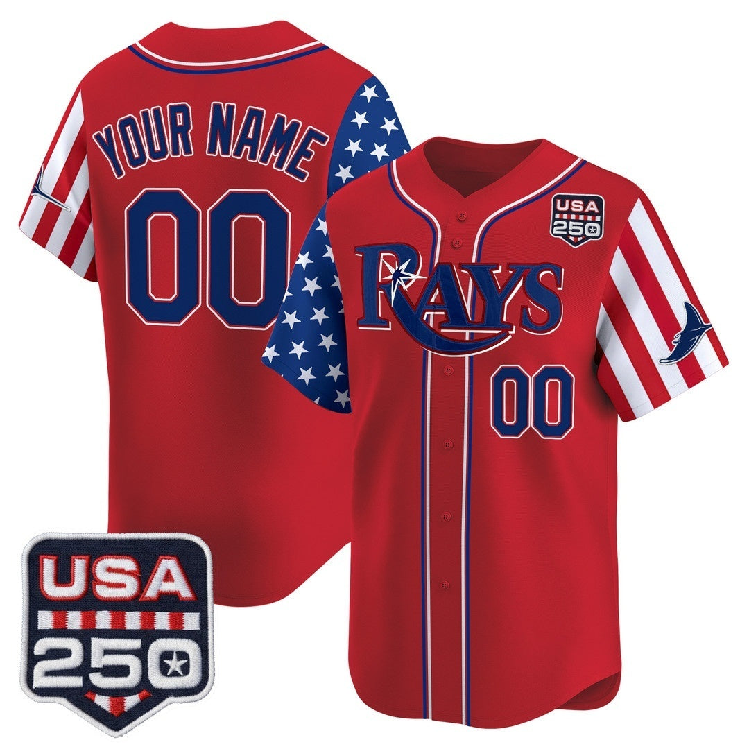 Custom Tampa Bay Rays America 250 Edition Vapor Premier Limited Red Jereymy Stitched Jerseys