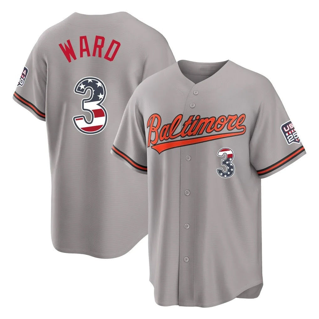 Baltimore Orioles #3 Taylor Ward Player Gray Jereymy USA 250 Fourth of July Home Game Stitched Jerseys