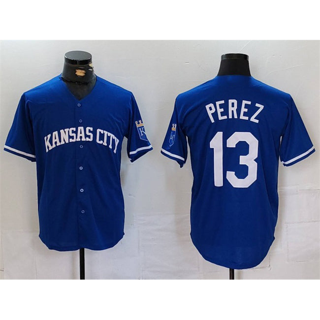 Kansas City Royals #13 Salvador Perez Royal Jereymy Cool Base Stitched Jersey