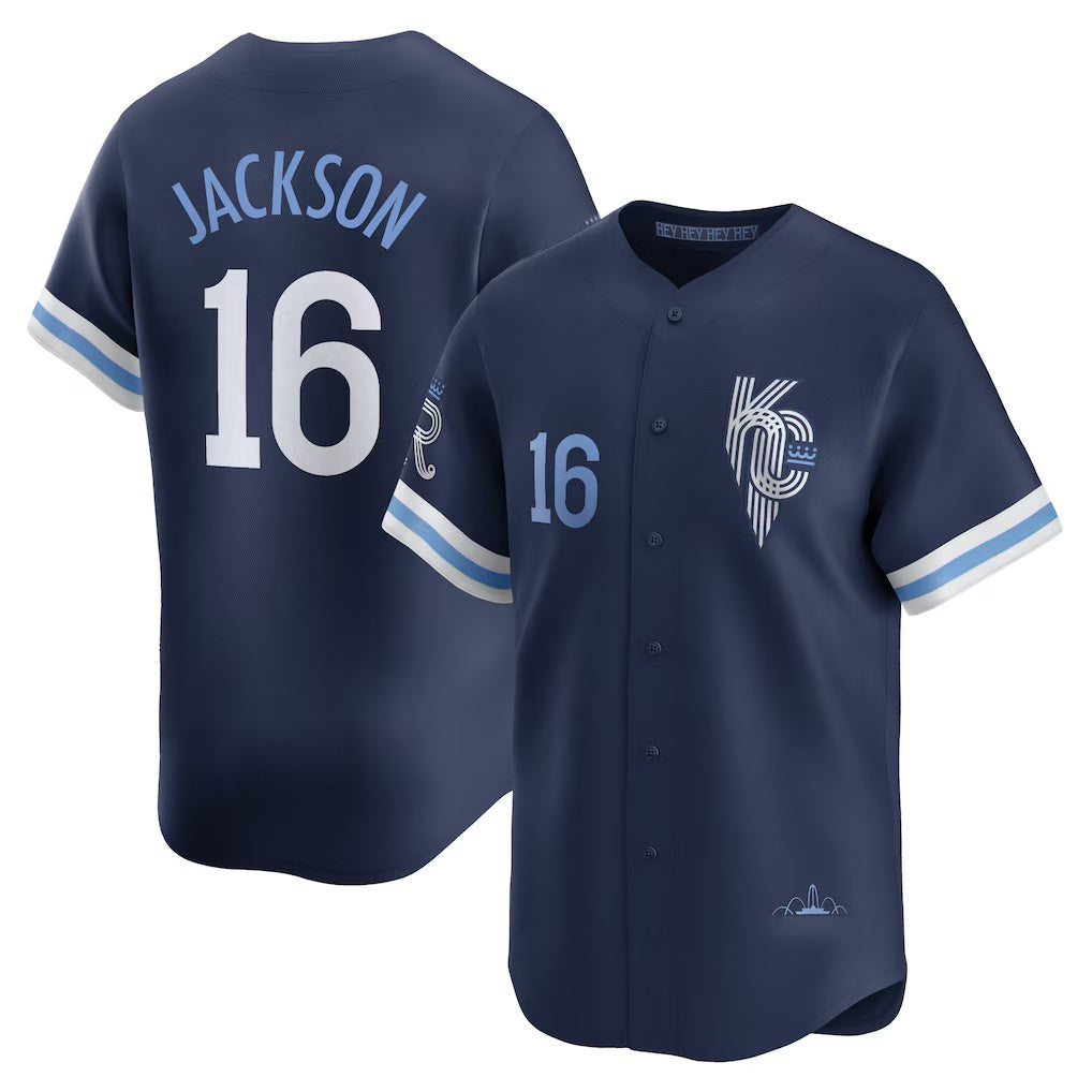 Kansas City Royals #16 Bo Jackson Navy Jereymy City Connect Retired Player Jersey