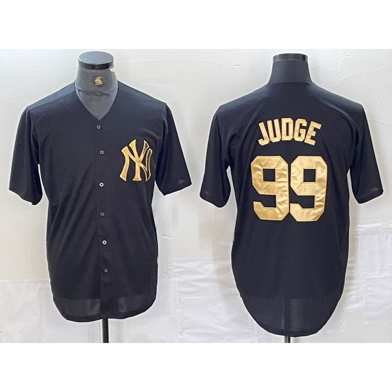 New York Yankees #99 Aaron Judge Black Gold Jereymy Cool Base Stitched Jersey