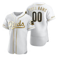 Custom Cincinnati Reds White Jereymy Stitched Flex Base Golden Edition Jersey