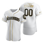 Custom Seattle Mariners White Jereymy Stitched Flex Base Golden Edition Jersey