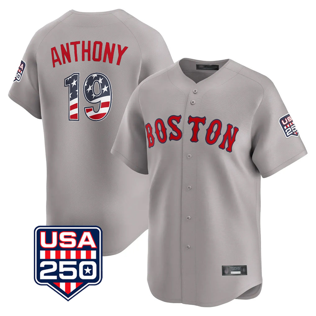 Boston Red Sox #19 Roman Anthony Player Gray Jereymy Road USA 250 Fourth of July Limited Home Game Stitched Jerseys