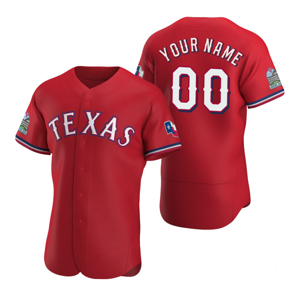 Custom Texas Rangers Scarlet Jereymy Stitched Flex Base Jersey