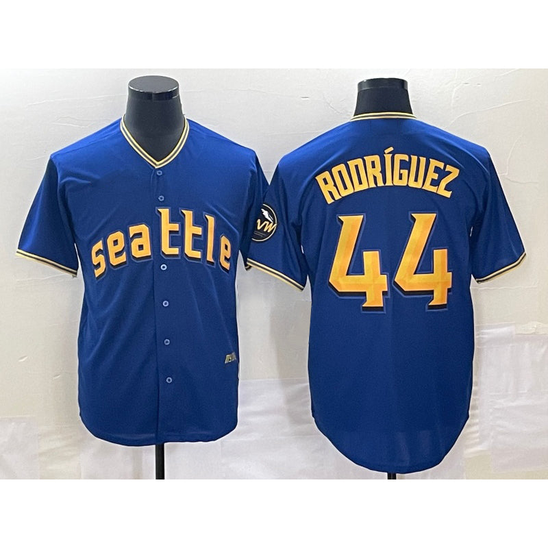 Seattle Mariners #44 Julio Rodriguez Blue Jereymy 2023 City Connect Cool Base Stitched Jersey