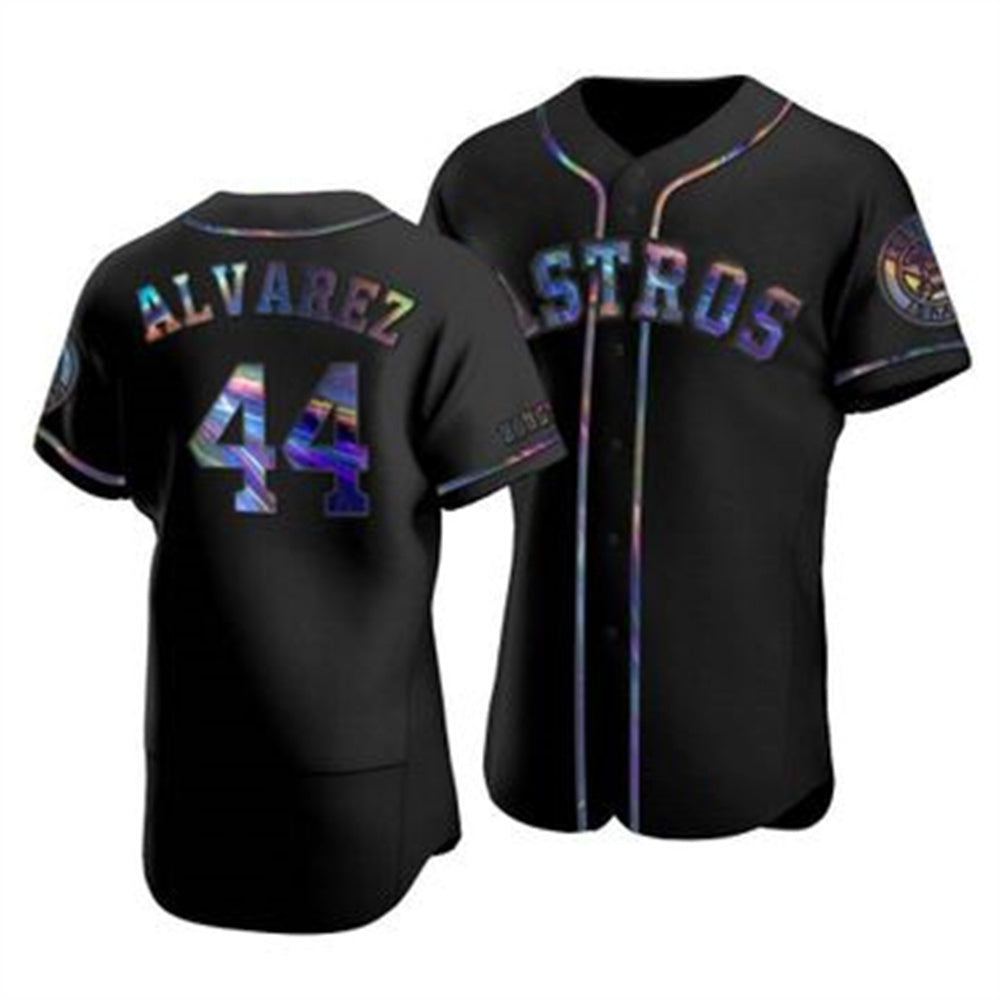 Houston Astros #44 Yordan Alvarez Iridescent Holographic Collection Jersey - Black Jereymy