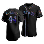 Houston Astros #44 Yordan Alvarez Iridescent Holographic Collection Jersey - Black Jereymy