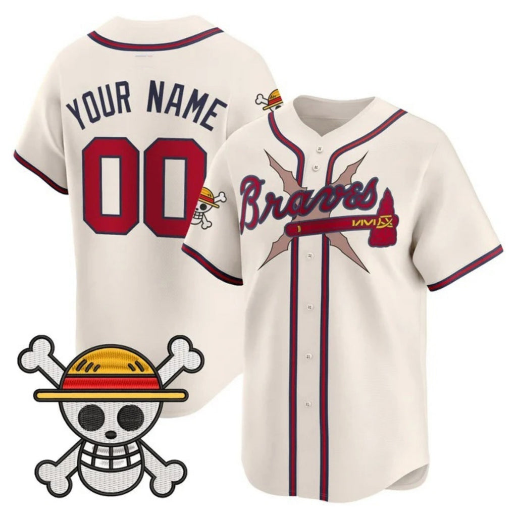 Custom Atlanta Braves x One Piece Cream Jereymy Vapor Premier Limited Jersey - Stitched