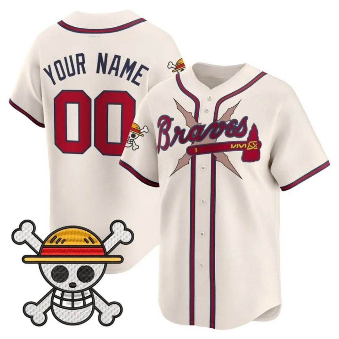 Custom Atlanta Braves x One Piece Cream Jereymy Vapor Premier Limited Jersey - Stitched