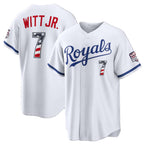 Kansas City Royals #7 Bobby Witt Jr. USA 250 Fourth of July Home Stadium Jersey - White Jereymy