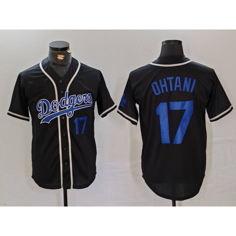 Los Angeles Dodgers #17 Shohei Ohtani Number Black Jereymy Cool Base With Patch Stitched Jerseys