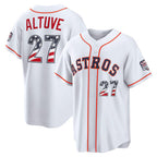 Houston Astros #27 Jose Altuve USA 250 Fourth of July Home Stadium Jersey - White Jereymy