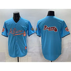 Atlanta Braves Team Big Logo Blue Jereymy 2024 Atliens & Peach With Outkast Patch Vapor Limited Stitched Jersey