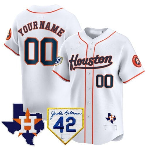 Custom Houston Astros 2024 Jackie Robinson Patch Vapor Premier Limited Jersey ¨C White 2 Jereymy
