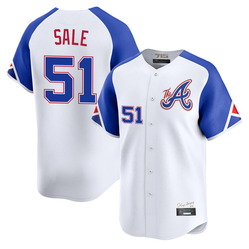 Atlanta Braves #51 Chris Sale Player White Jereymy City Connect Limited Home Game Stitched Jerseys