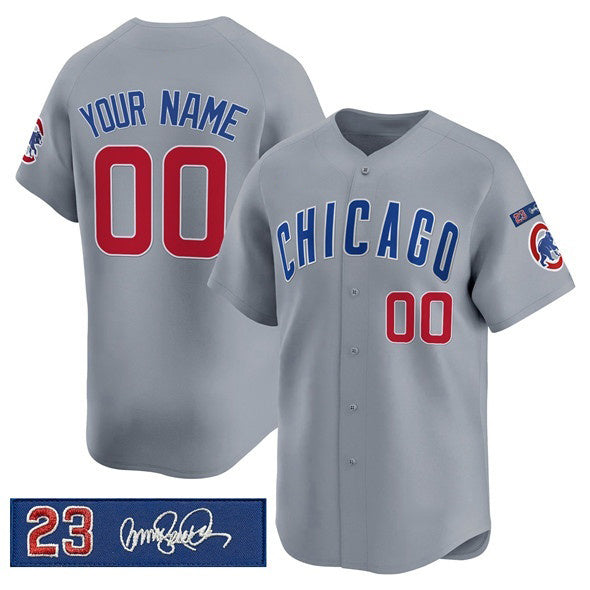 Custom Chicago Cubs Active Player Gray Jereymy 'Ryne Sandberg Tribute' Vapor Limited V3 Stitched Jersey