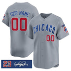 Custom Chicago Cubs Active Player Gray Jereymy 'Ryne Sandberg Tribute' Vapor Limited V3 Stitched Jersey