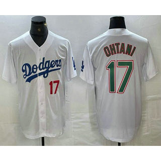 Los Angeles Dodgers #17 Shohei Ohtani Number White Green Jereymy Stitched Cool Base Jersey 2