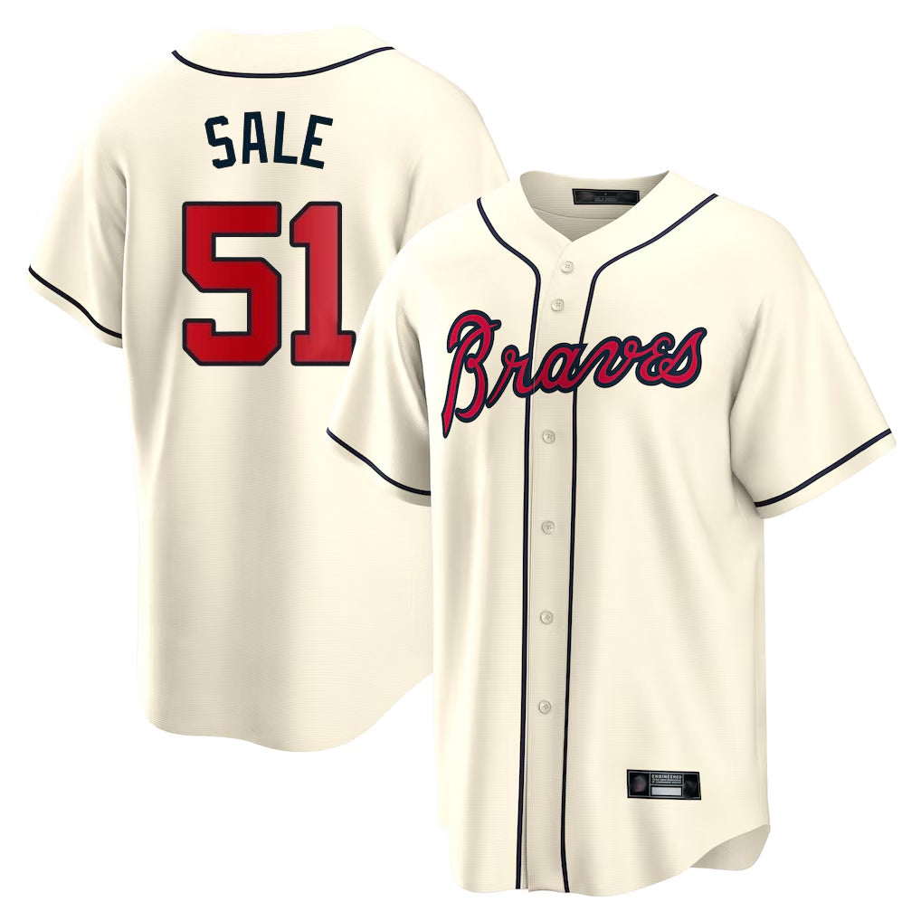 Atlanta Braves #51 Chris Sale Player Cream Jereymy Home Game Stitched Jerseys