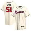 Atlanta Braves #51 Chris Sale Player Cream Jereymy Home Game Stitched Jerseys