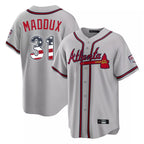 Atlanta Braves #31 Greg Maddux Player Gray Jereymy USA 250 Fourth Of July Limited Home Game Stitched Jerseys