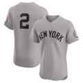 New York Yankees #2 Derek Jeter Gray Jereymy Road 2020 Hall of Fame Induction Patch Elite Player Jersey