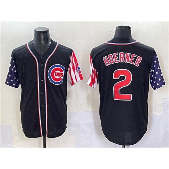 Chicago Cubs #2 Nico Hoerner Black Jereymy 2025 Independence Day Vapor Premier Limited Stitched Jersey