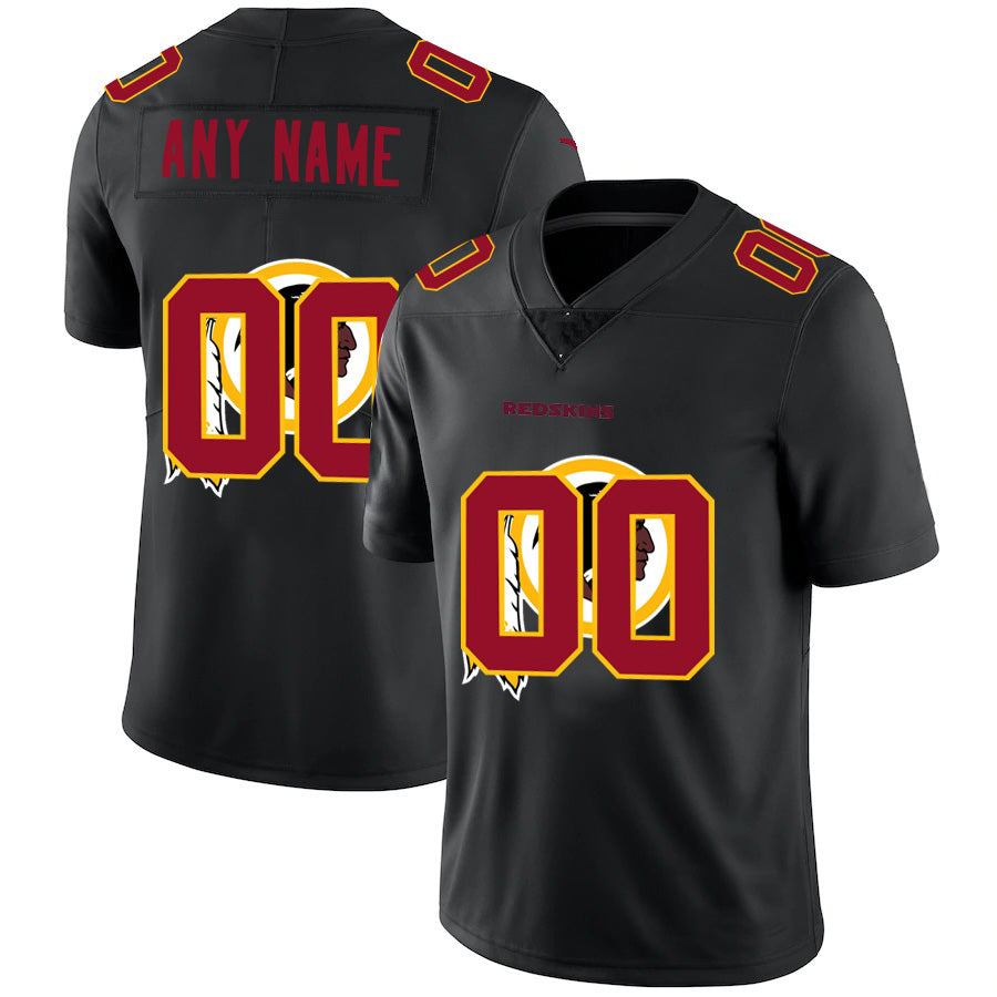 Custom W.Redskins Black Jereymy Team Logo Dual Overlap Limited Jersey