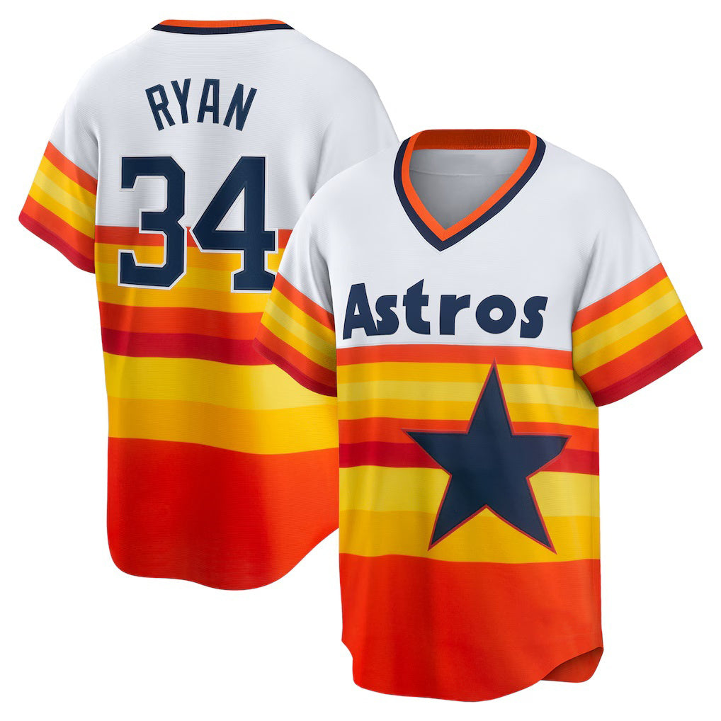 Houston Astros #34 Nolan Ryan White Jereymy Home Cooperstown Collection Player Jersey