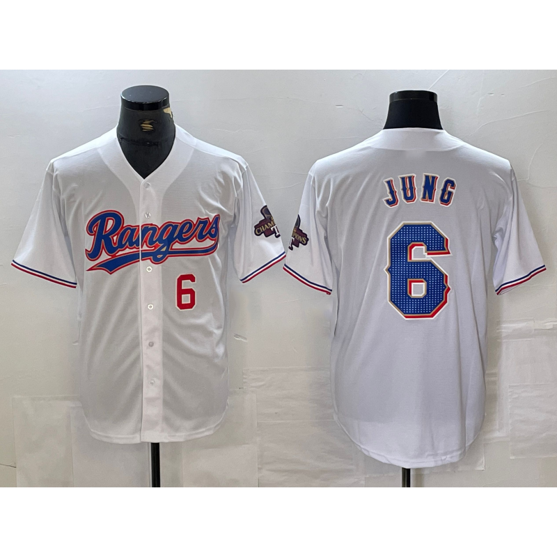 Texas Rangers #6 Josh Jung Number White Jereymy 2023 World Series Champions Cool Base Jersey 2