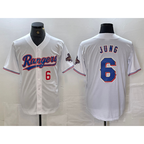Texas Rangers #6 Josh Jung Number White Jereymy 2023 World Series Champions Cool Base Jersey 2