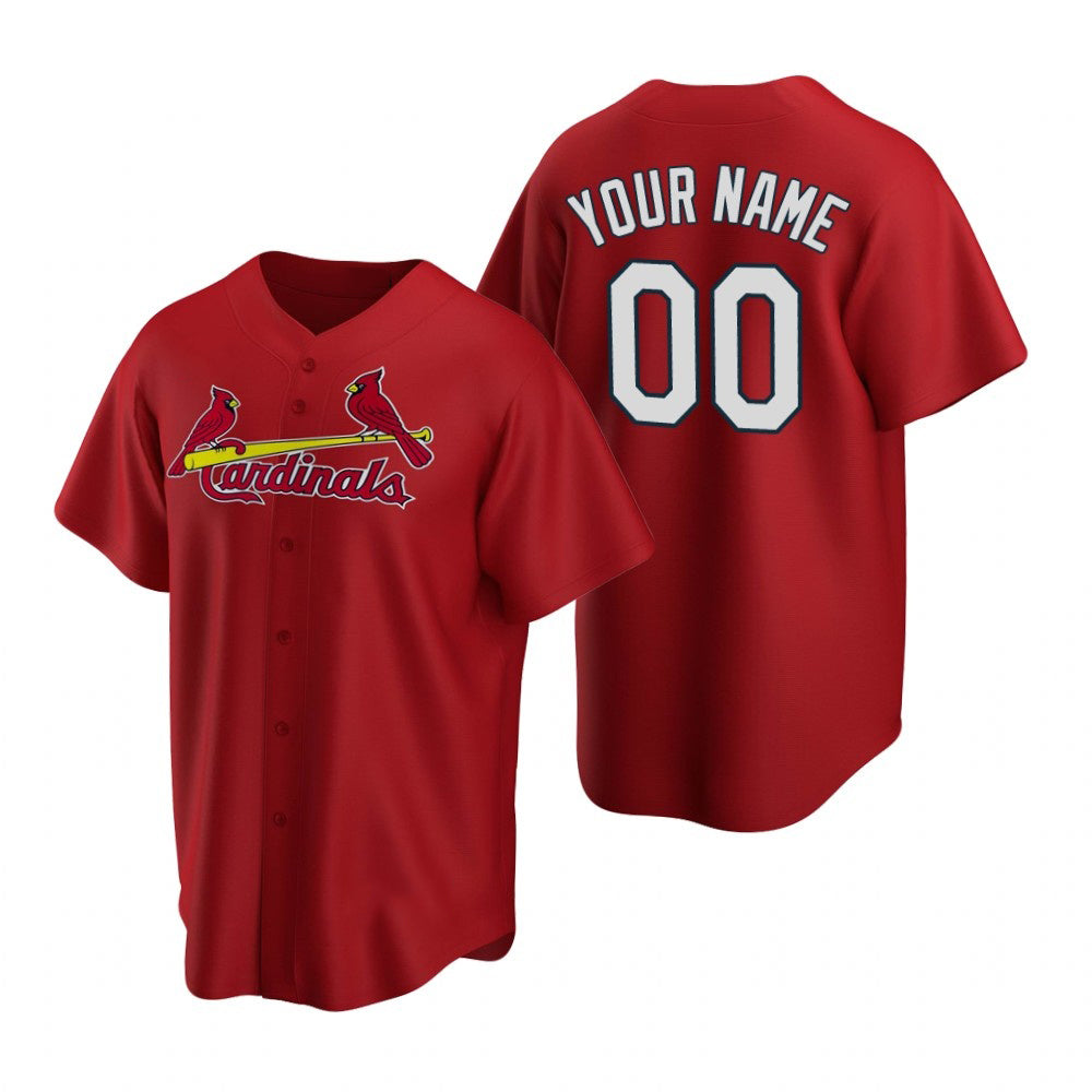 Custom St. Louis Cardinals Red Jereymy Stitched Cool Base Jersey