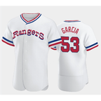 Texas Rangers #53 Adolis Garcia White Jereymy Throwback Stitched Flex Base Jersey