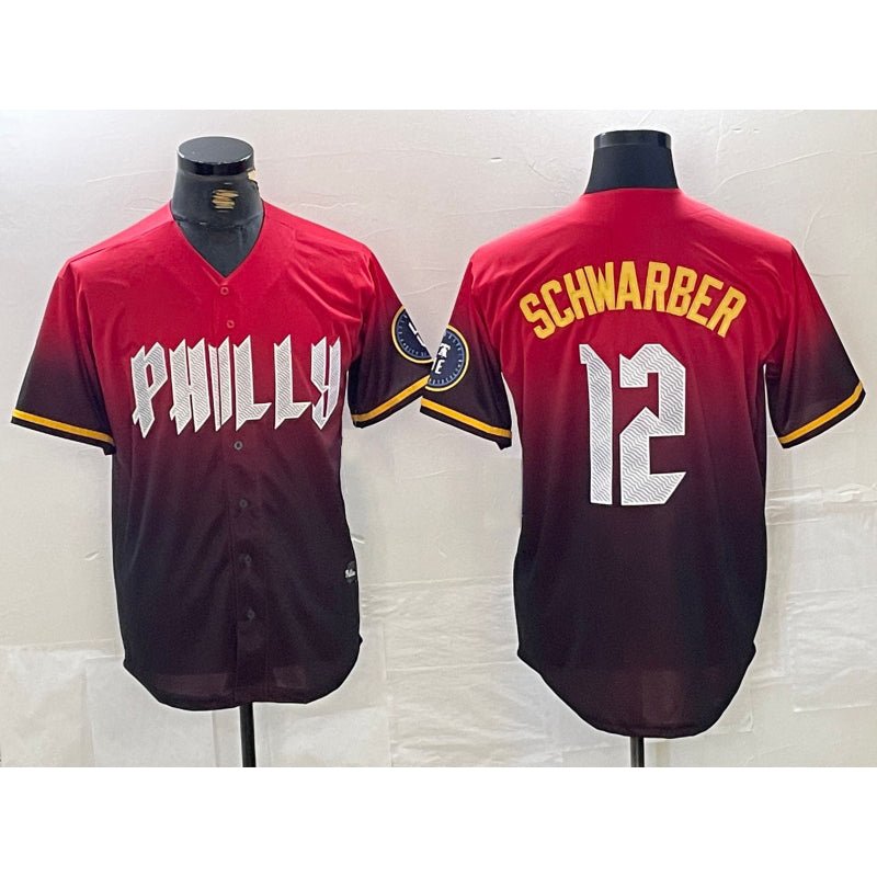 Philadelphia Phillies #12 Kyle Schwarber Red Jereymy 2024 City Cool Base Jersey
