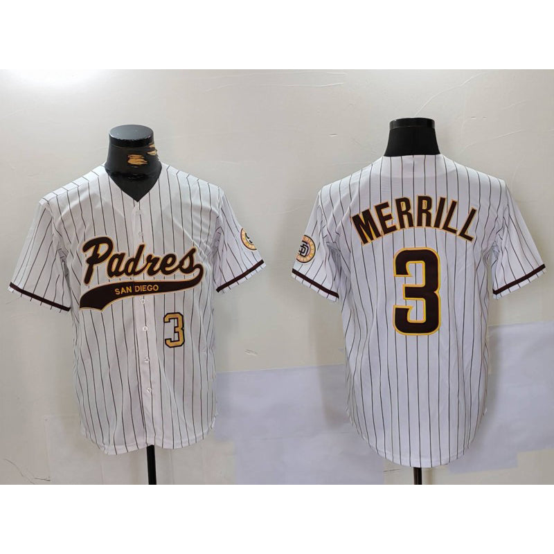 San Diego Padres #3 Jackson Merrill White Jereymy 2023 Cool Base Stitched Jerseys